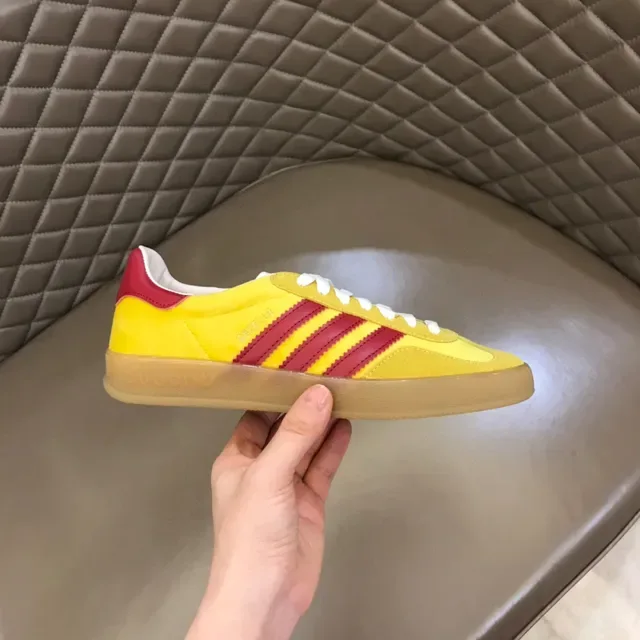 Adidas Yellow Red Suede Upper Three-Stripe Side Panel Lifestyle Sneakers 5