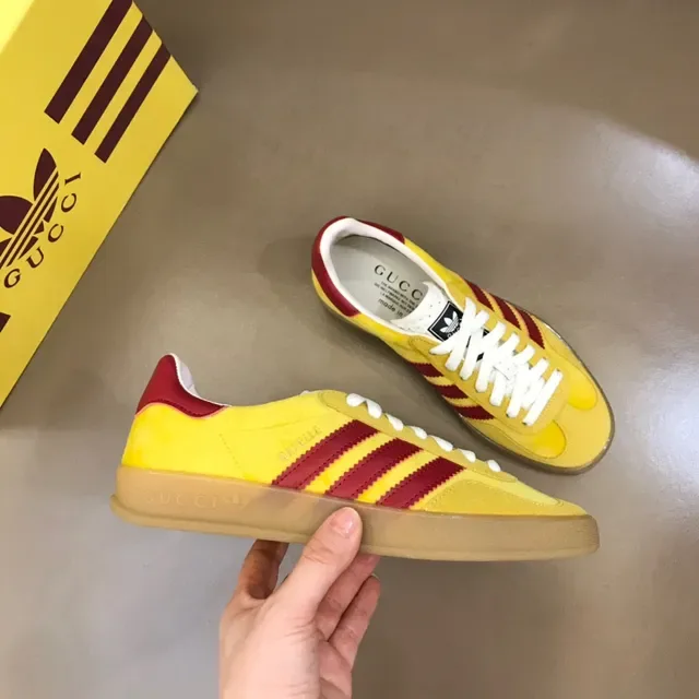 Adidas Yellow Red Suede Upper Three-Stripe Side Panel Lifestyle Sneakers 6