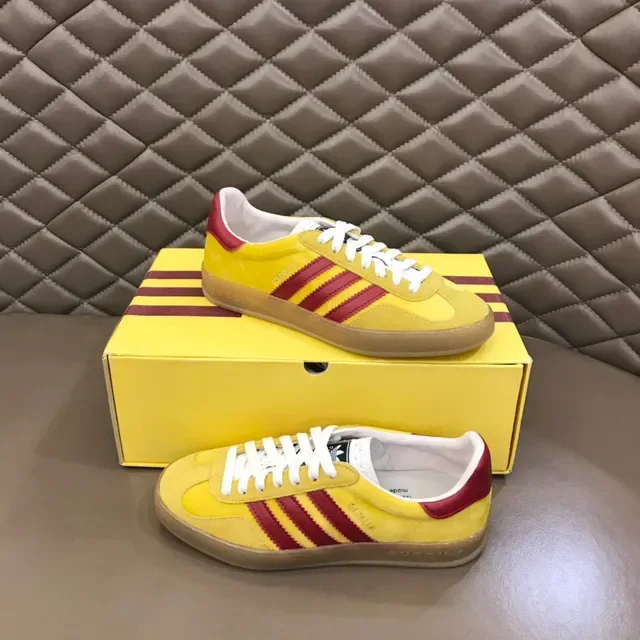 Adidas Yellow Red Suede Upper Three-Stripe Side Panel Lifestyle Sneakers 7