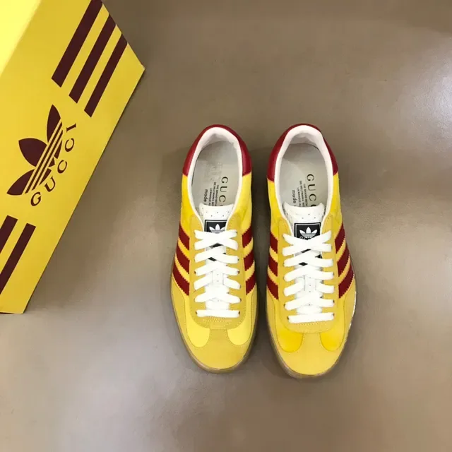 Adidas Yellow Red Suede Upper Three-Stripe Side Panel Lifestyle Sneakers 8
