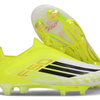 Adidas Yellow White Low-Cut Sock-Fit Upper Neon Synthetic Knit Firm-Ground Soccer Shoes