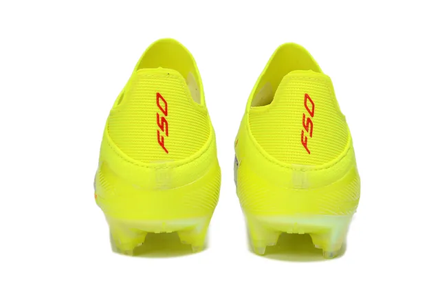 Adidas Yellow White Low-Cut Sock-Fit Upper Neon Synthetic Knit Firm-Ground Soccer Shoes 4