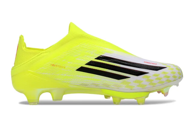 Adidas Yellow White Low-Cut Sock-Fit Upper Neon Synthetic Knit Firm-Ground Soccer Shoes 7