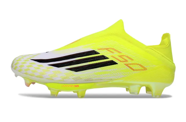 Adidas Yellow White Low-Cut Sock-Fit Upper Neon Synthetic Knit Firm-Ground Soccer Shoes 8