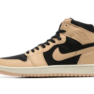 Air Jordan 1 Beige Black Zapatos de Baloncesto de Cuero y Textil de Alto