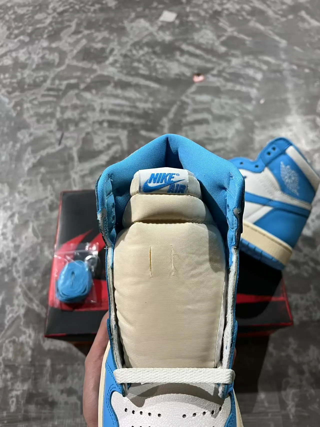 Air Jordan 1 Blue Beige High-Top Leather-Paneled Basketball Shoes 2