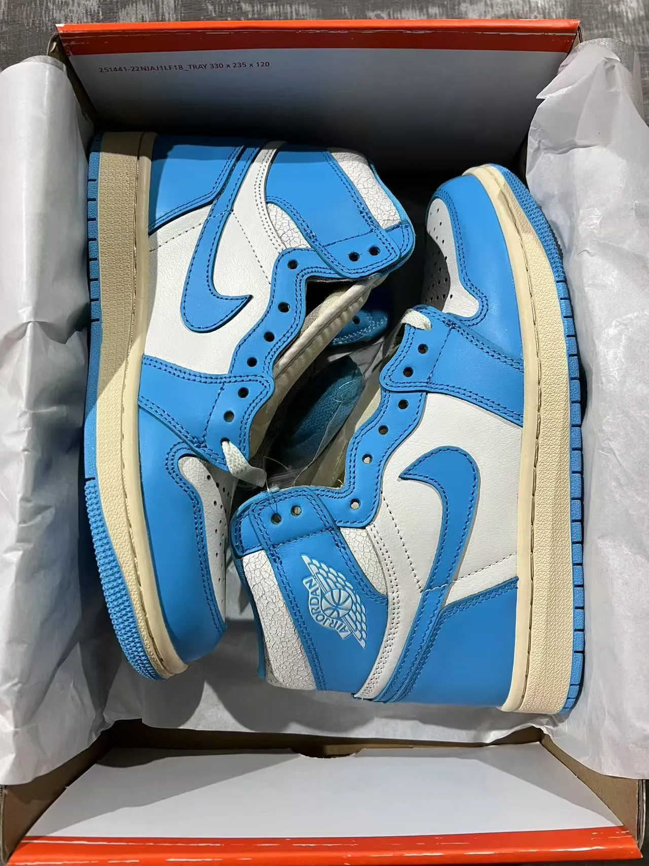 Air Jordan 1 Blue Beige High-Top Leather-Paneled Basketball Shoes 10
