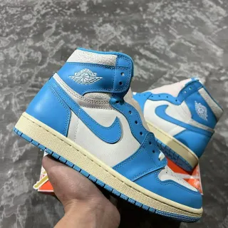 Air Jordan 1 蓝白 高帮 皮革合成面料 篮球鞋