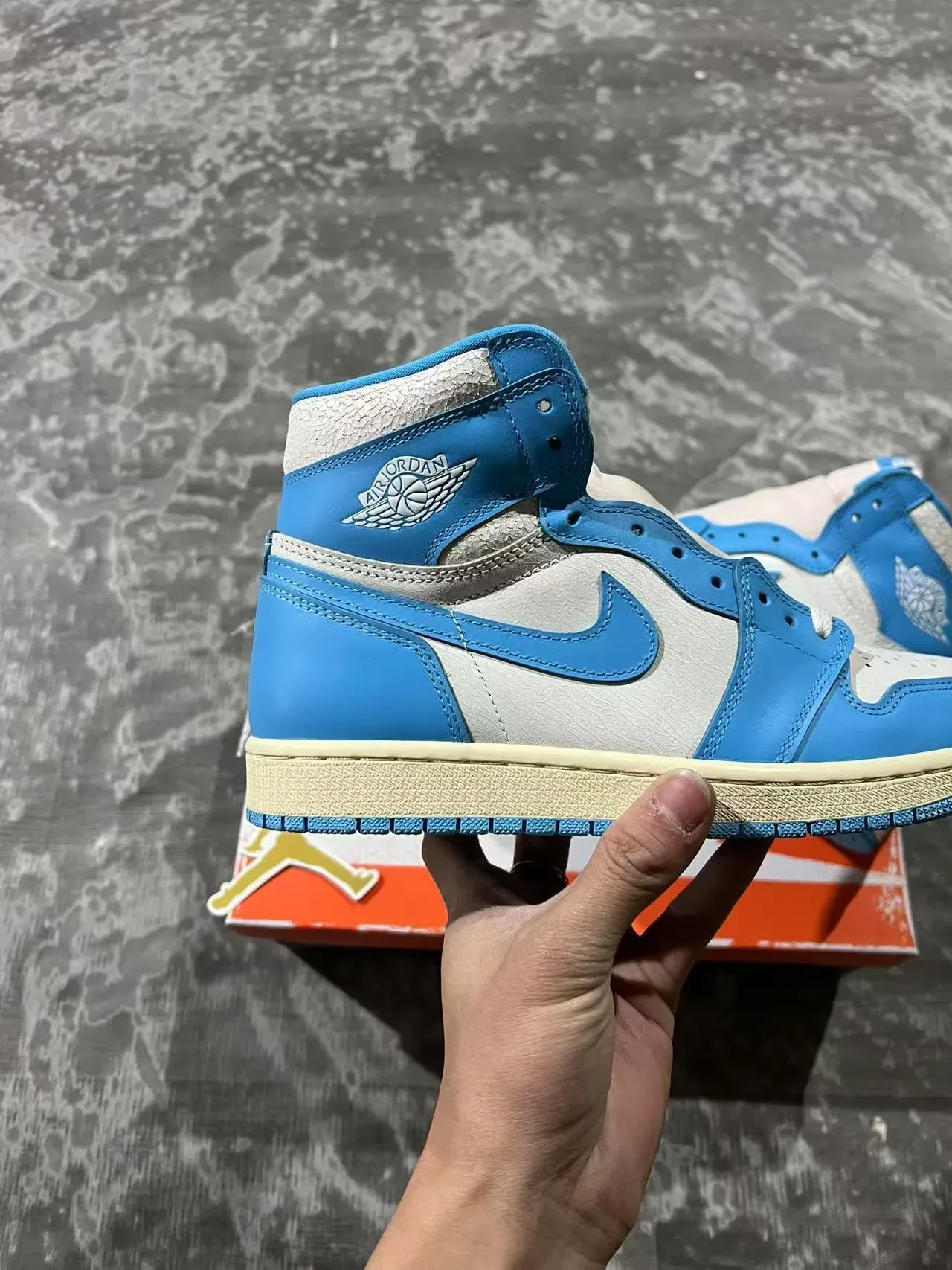Air Jordan 1 Azul Branco Tênis de Basquete Alto Couro e Sintético 7
