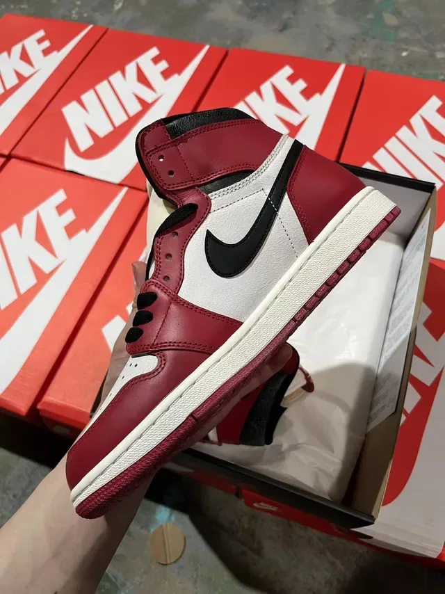 Air Jordan 1 Borgonha Branco Preto Tênis de Basquete 3