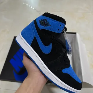 Air Jordan 1 High Black Royal Blue Suede Basketball Shoes