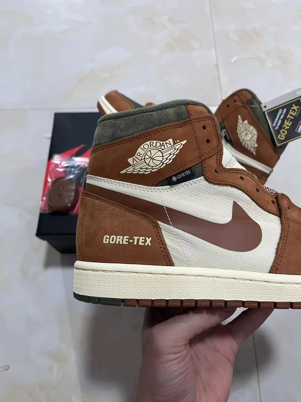 Air Jordan 1 High GORE-TEX Brown Olive Basketball Shoes 7