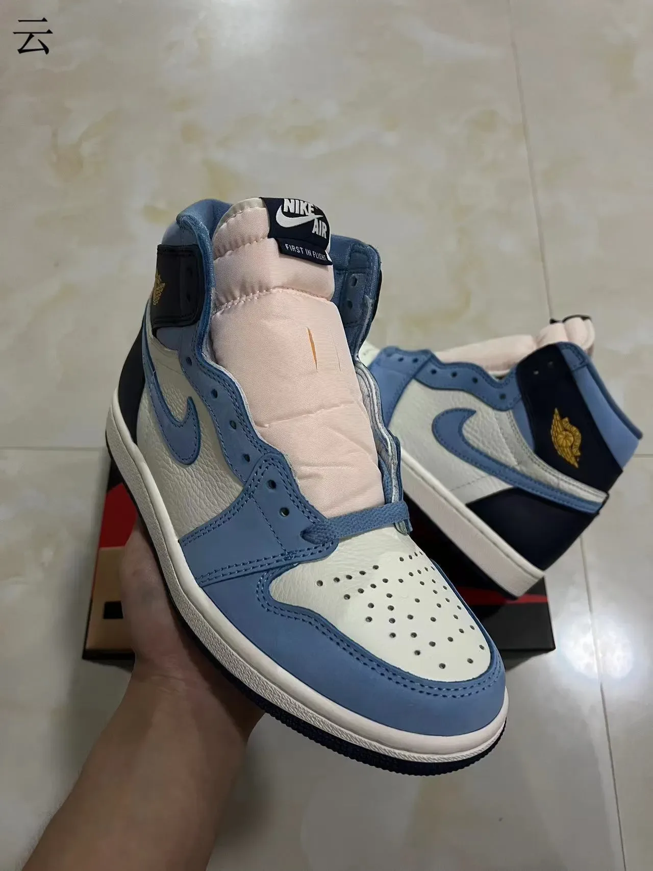 Air Jordan 1 High Azul Claro Navy Off-White Tênis de Basquete 2