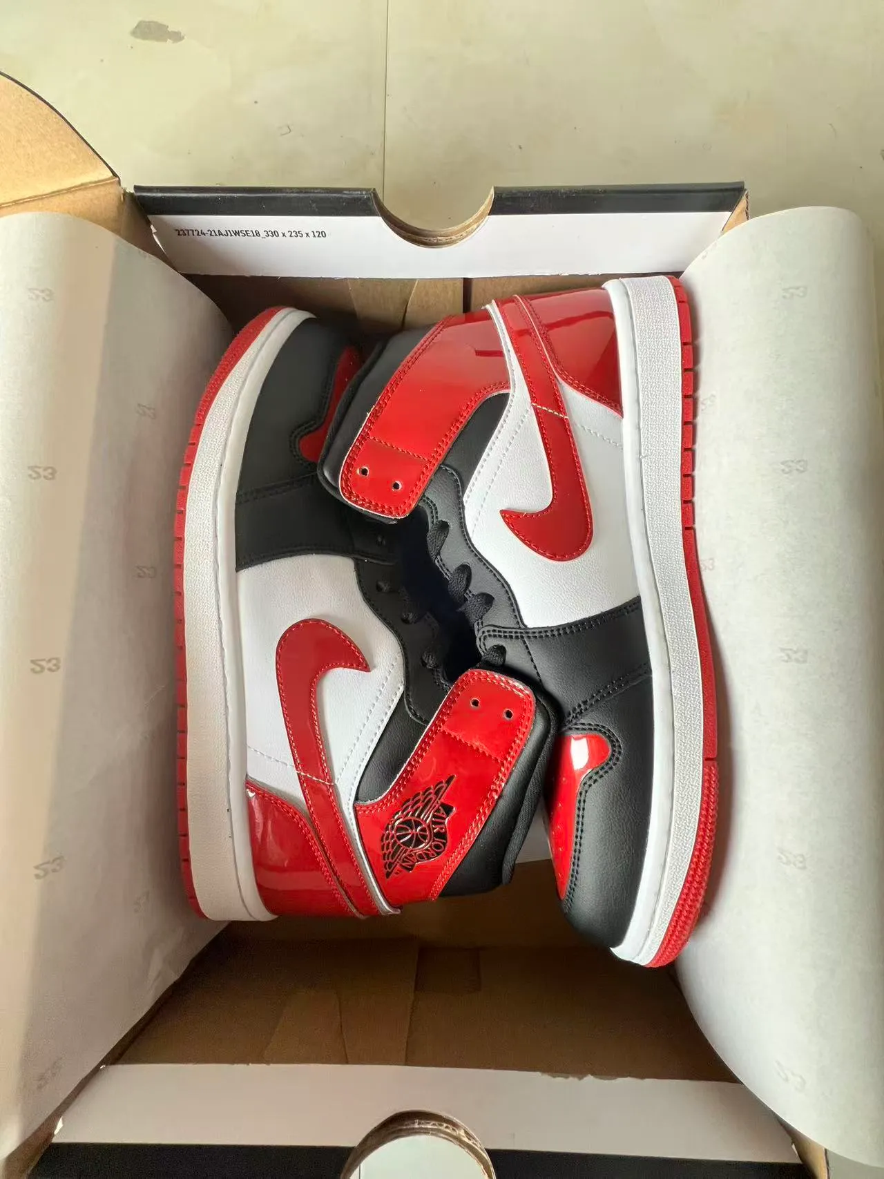 Air Jordan 1 High Patent Red White Black Basketball Shoes 9