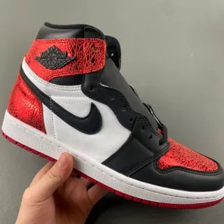 Air Jordan 1 High Textured Red Black White Basketball Shoes