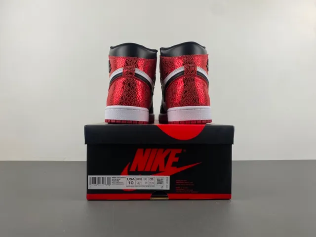 Chaussures de basketball Air Jordan 1 High texturées rouge noir blanc 17