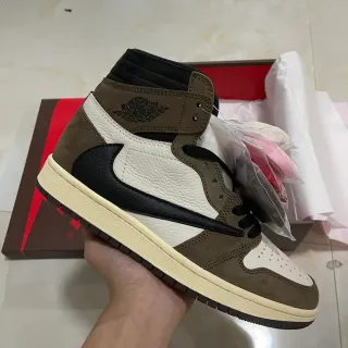 Air Jordan 1 High-Top Olive Brown White Black Basketball Shoes