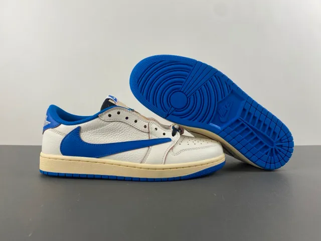 Air Jordan 1 Low Off-White and Royal Blue Lifestyle Sneakers 11