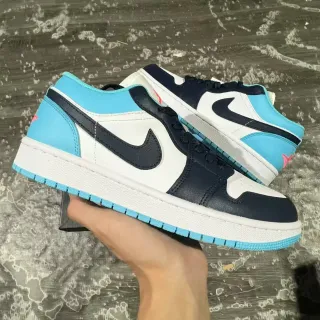 Air Jordan 1 Low White Navy Cyan Lifestyle Sneakers