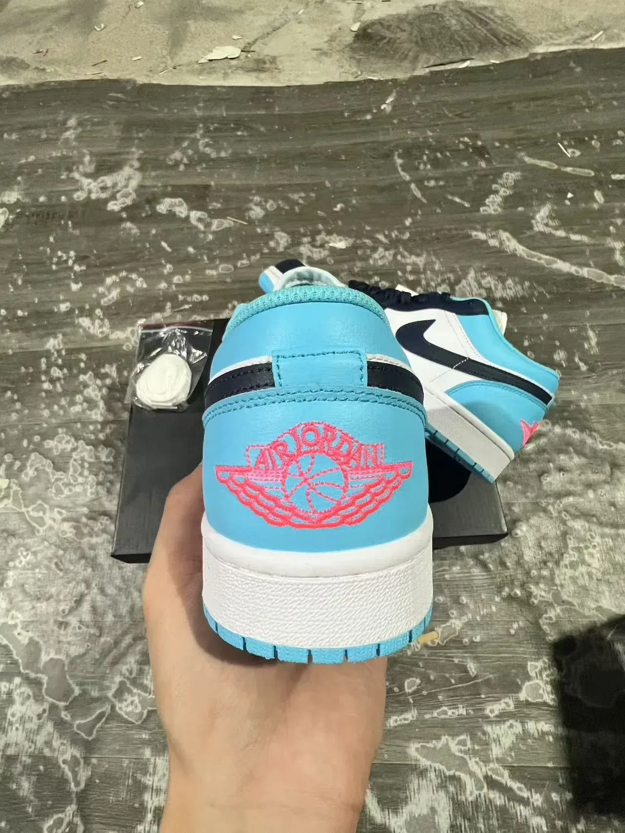 Air Jordan 1 Low White Navy Cyan Lifestyle Sneakers 8