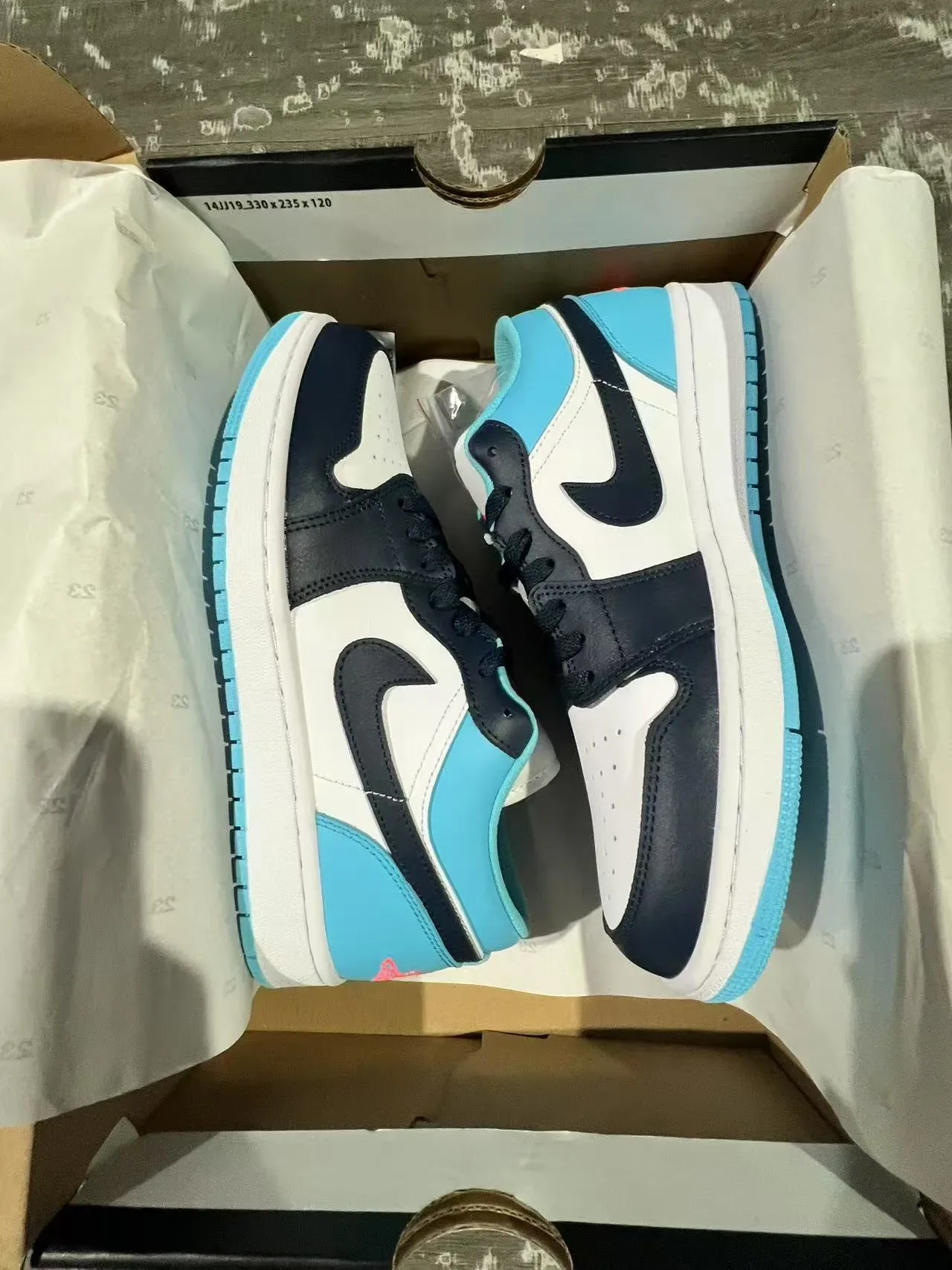 Air Jordan 1 Low White Navy Cyan Lifestyle Sneakers 9