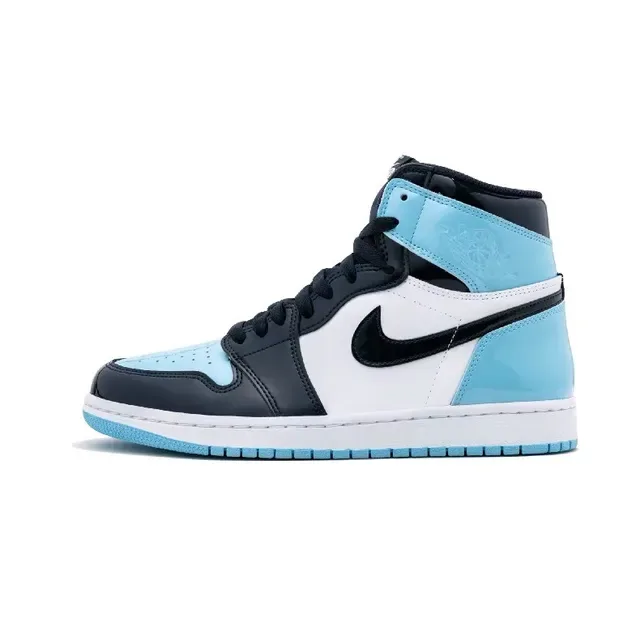 Air Jordan 1 Navy and Light Blue Patent Leather Basketball Shoes 5