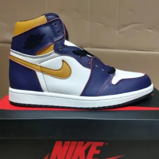 Air Jordan 1 Purple Gold Zapatos De Baloncesto De Alto Con Paneles De Cuero