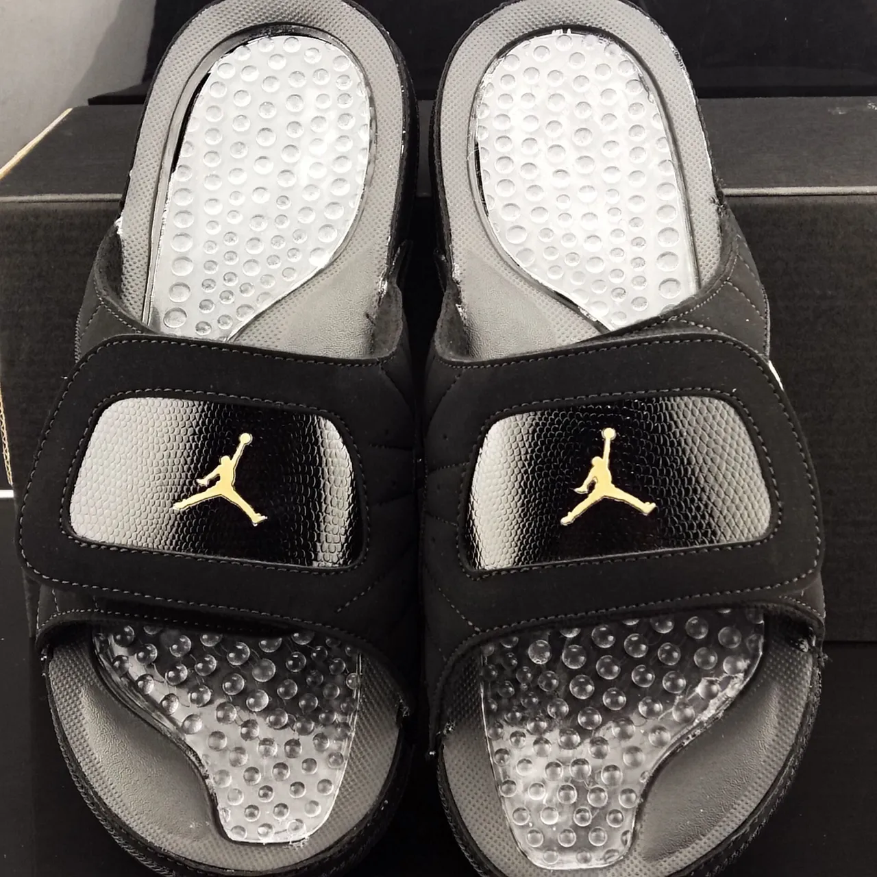Air Jordan 1 Slide Black Gold Jumpman Slippers 5