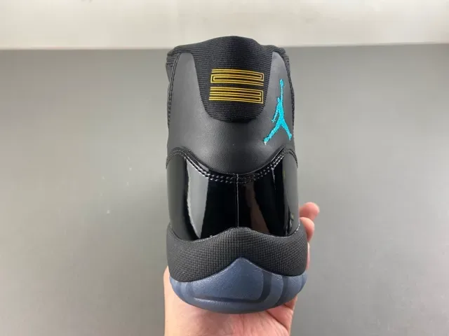 Air Jordan 11 حذاء كرة السلة أسود وتركواز جلد باترنت 4