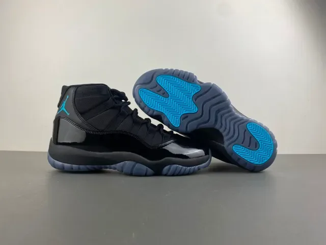 Air Jordan 11 حذاء كرة السلة أسود وتركواز جلد باترنت 12