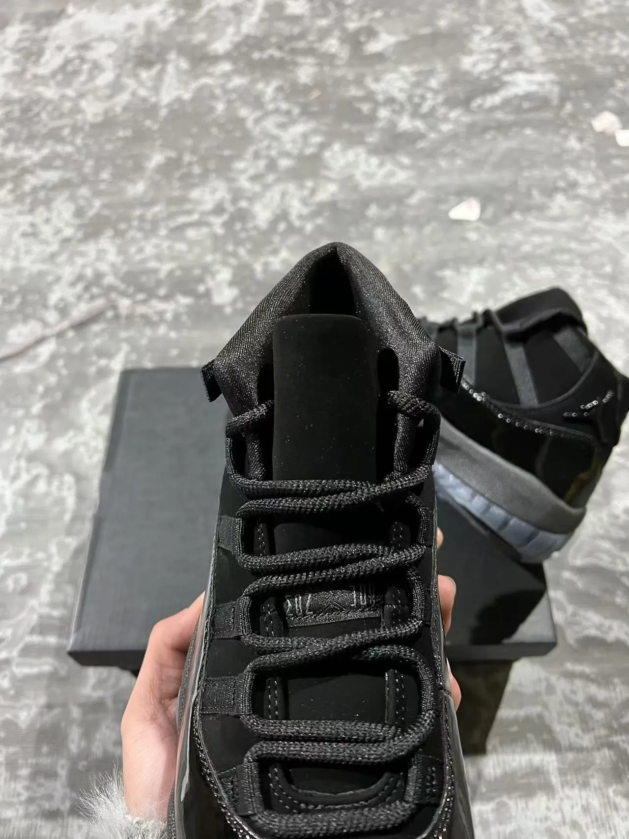 Air Jordan 11 Black Patent Leather High-Top Basketball Shoes 4