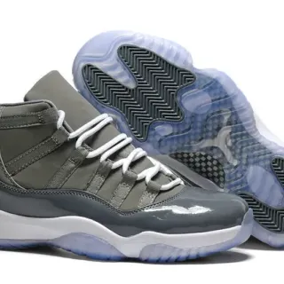 Air Jordan 11 Cinza Oliva Couro Patentado Tênis de Basquete