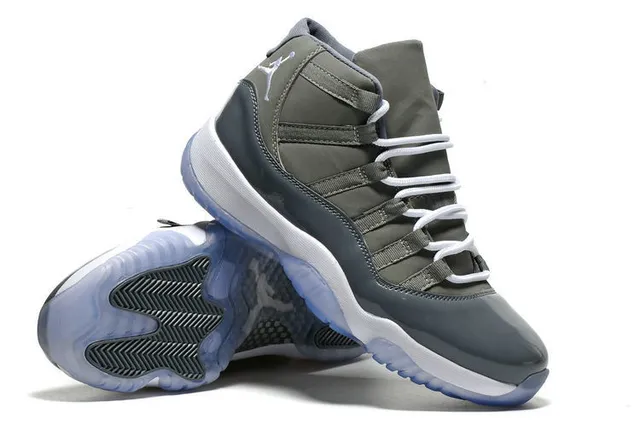 Air Jordan 11 Cinza Oliva Couro Patentado Tênis de Basquete 5