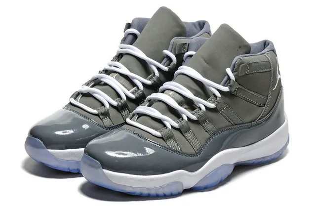 Air Jordan 11 Cinza Oliva Couro Patentado Tênis de Basquete 6