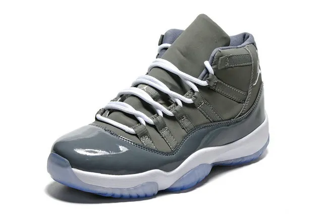 Air Jordan 11 Cinza Oliva Couro Patentado Tênis de Basquete 7