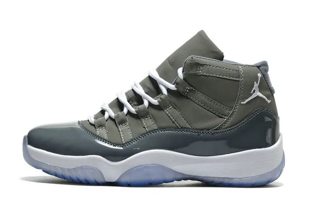 Air Jordan 11 Cinza Oliva Couro Patentado Tênis de Basquete 8