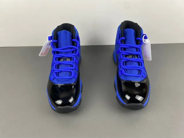 Air Jordan 11 Royal Blue and Black Patent Leather Basketball Shoes 9