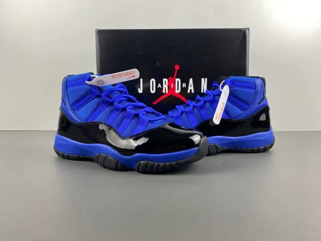 Air Jordan 11 Royal Blue and Black Patent Leather Basketball Shoes 11