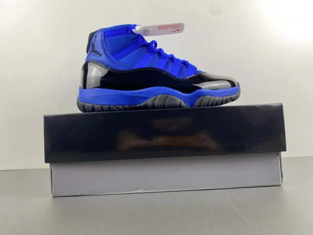 Air Jordan 11 Royal Blue and Black Patent Leather Basketball Shoes 13