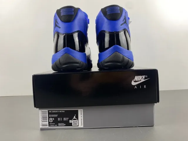 Air Jordan 11 Royal Blue and Black Patent Leather Basketball Shoes 16