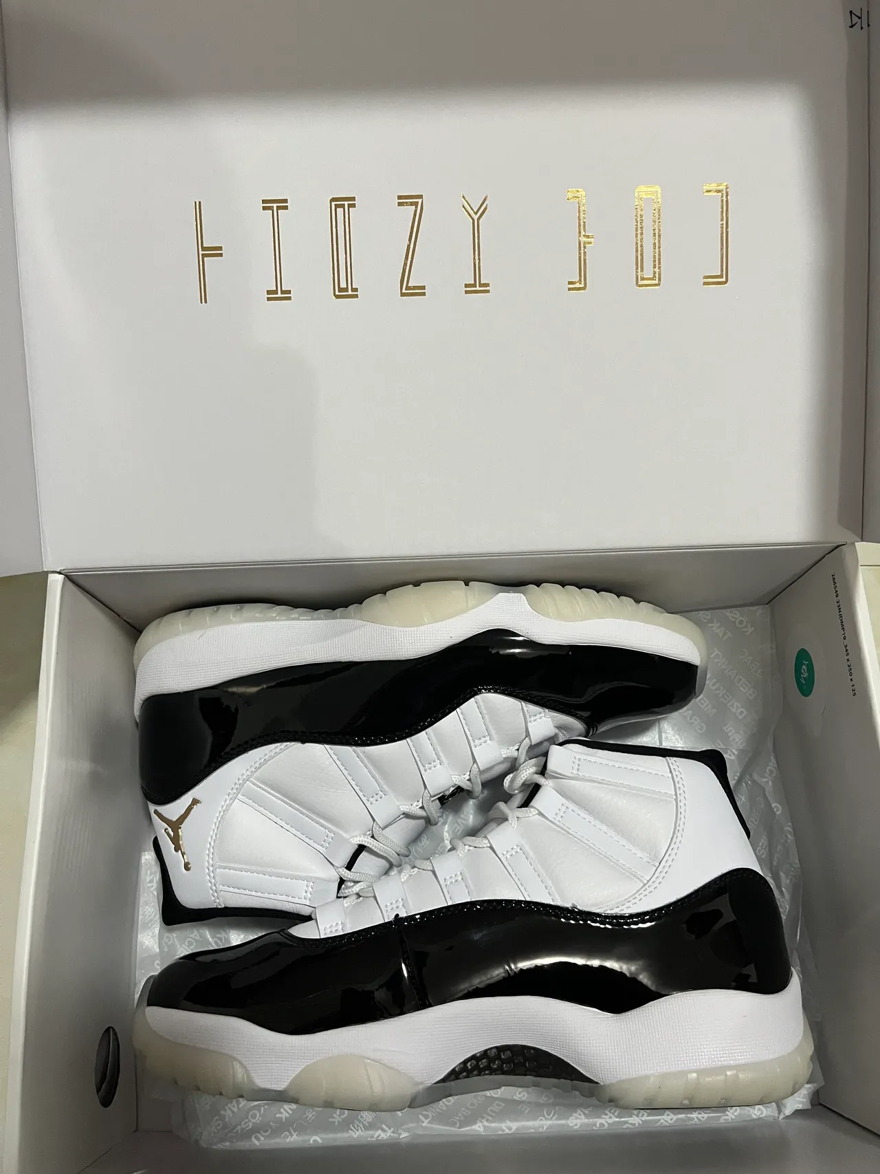 Air Jordan 11 Blanco Negro Dorado Zapatos de Baloncesto 3