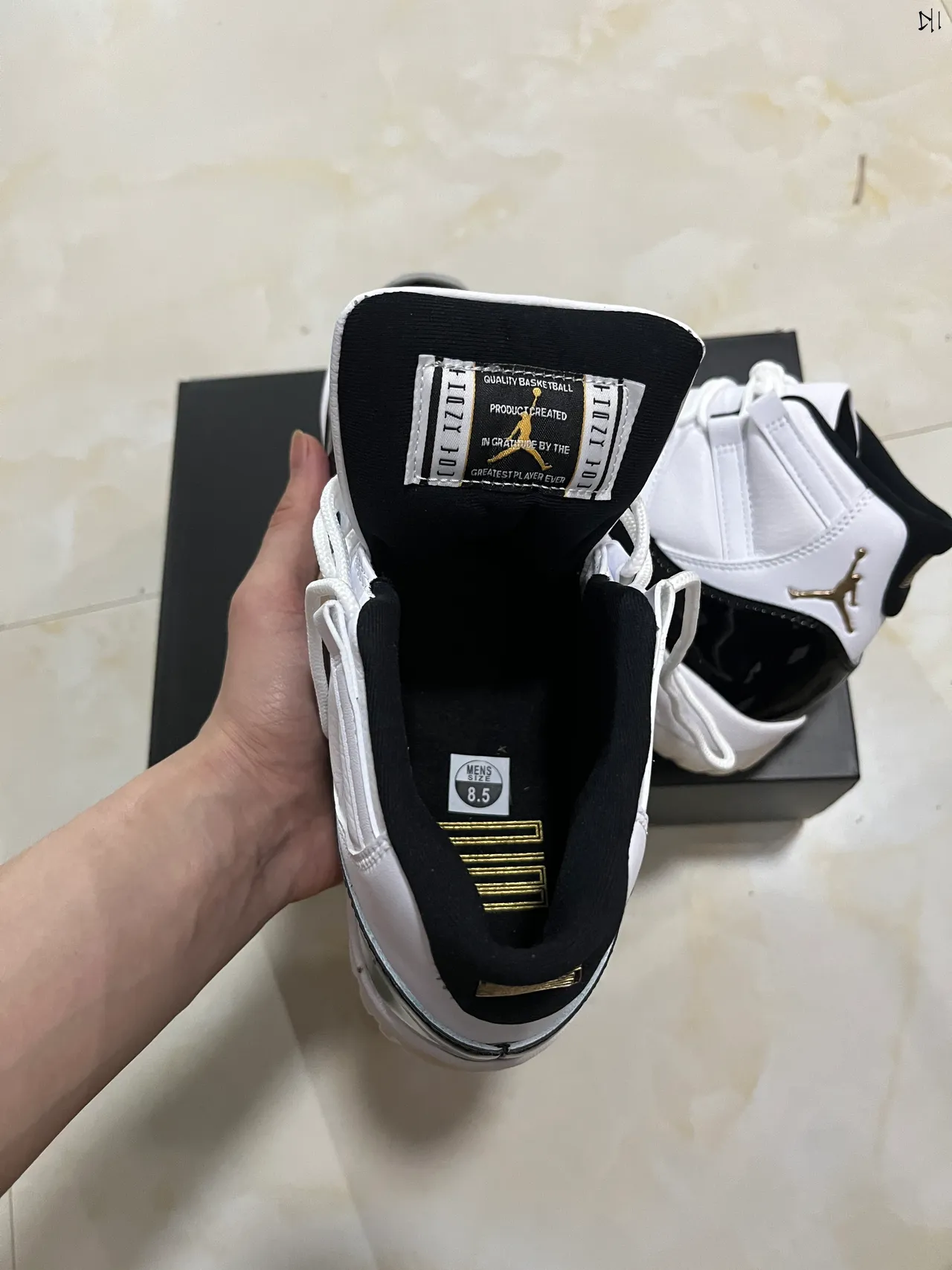 Air Jordan 11 Blanco Negro Dorado Zapatos de Baloncesto 11