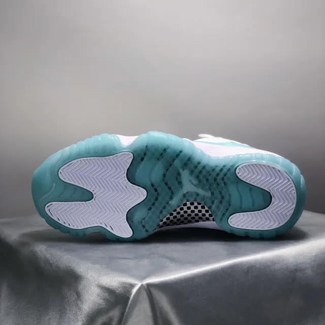 Air Jordan 11 White Turquoise Patent Leather Basketball Shoes 3