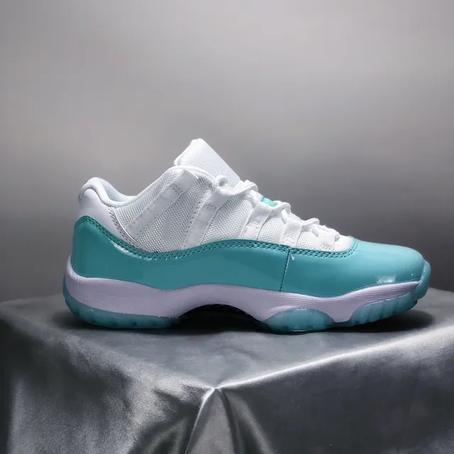 Air Jordan 11 White Turquoise Patent Leather Basketball Shoes 4