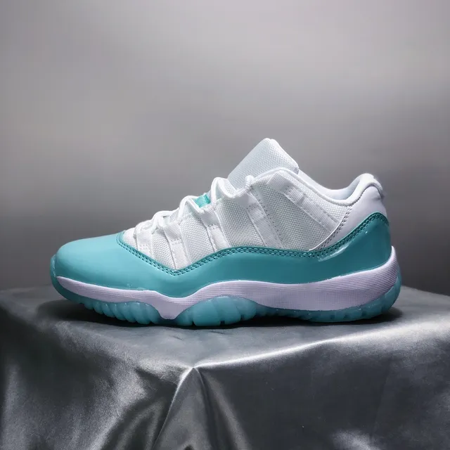 Air Jordan 11 White Turquoise Patent Leather Basketball Shoes 6