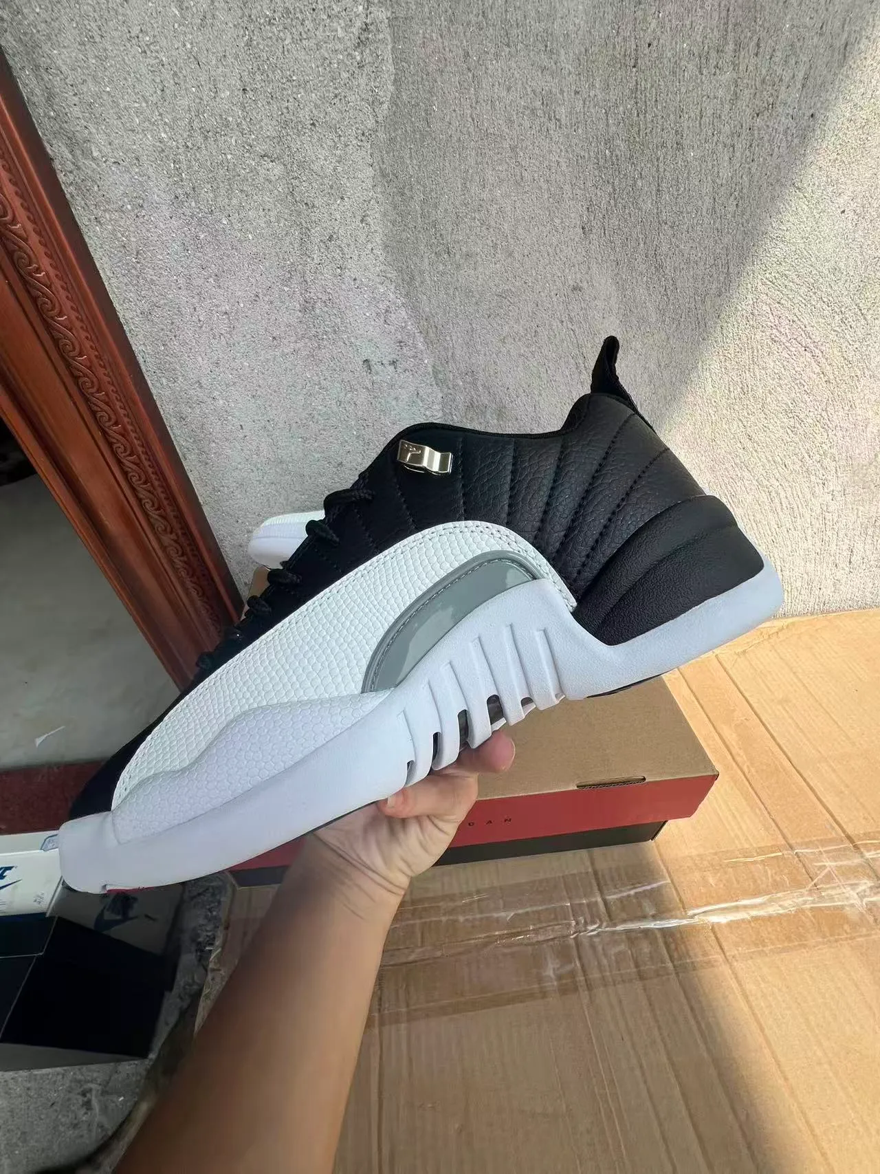Air Jordan 12 Black White Gray Basketball Shoes 5