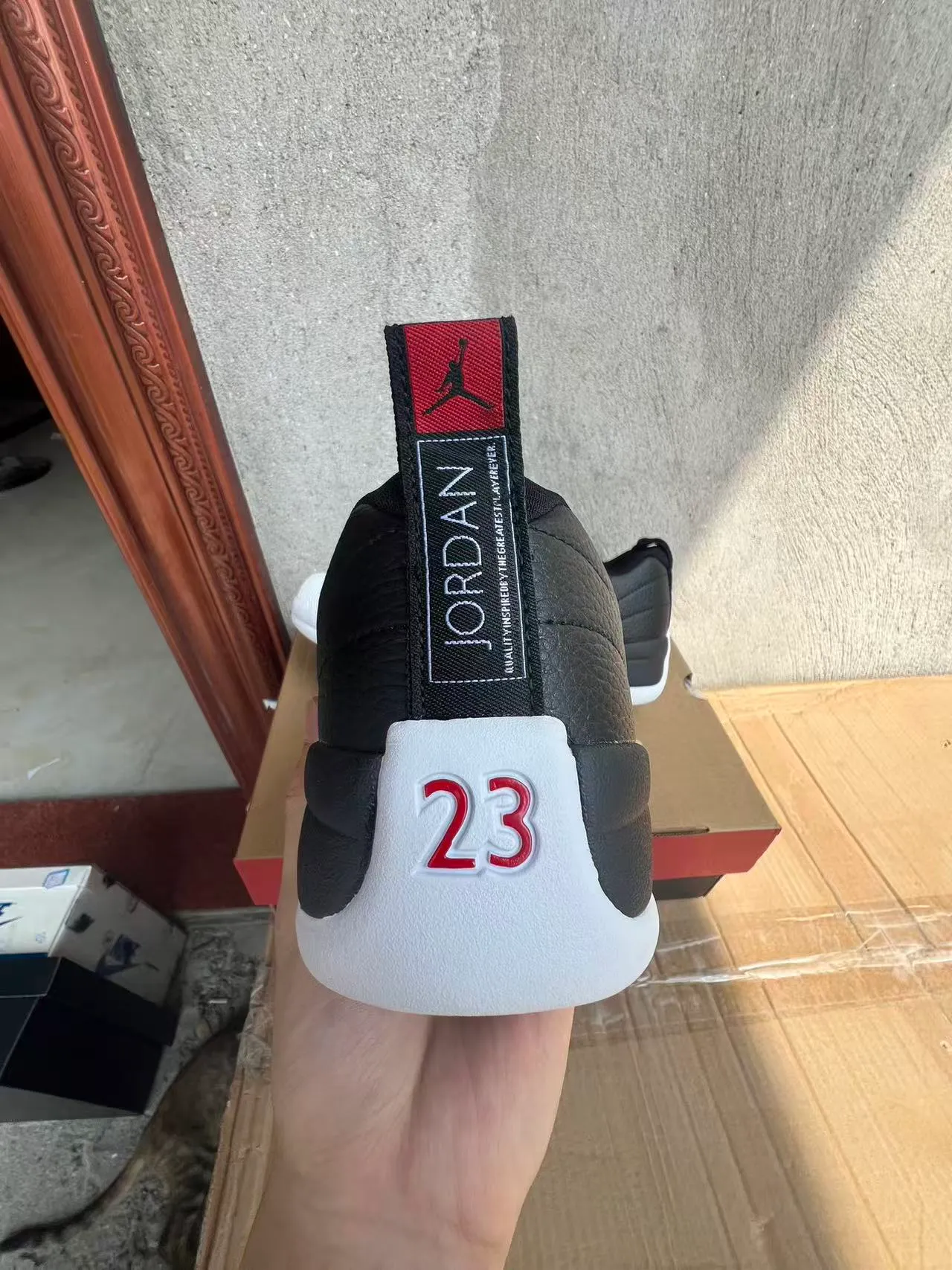 Air Jordan 12 Black White Gray Basketball Shoes 8