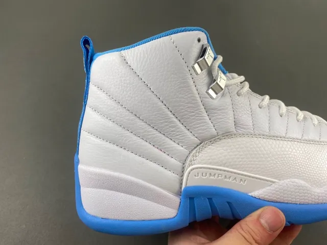 Air Jordan 12 White and Blue Basketball Shoes 3