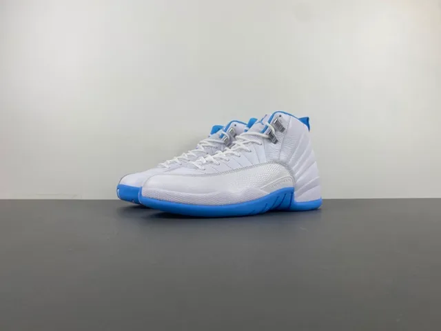 Air Jordan 12 White and Blue Basketball Shoes 10