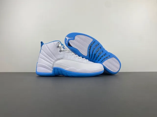 Air Jordan 12 White and Blue Basketball Shoes 12